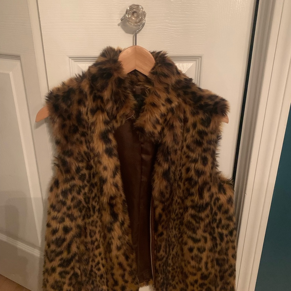 J. Crew Faux Fur Animal Print Vest